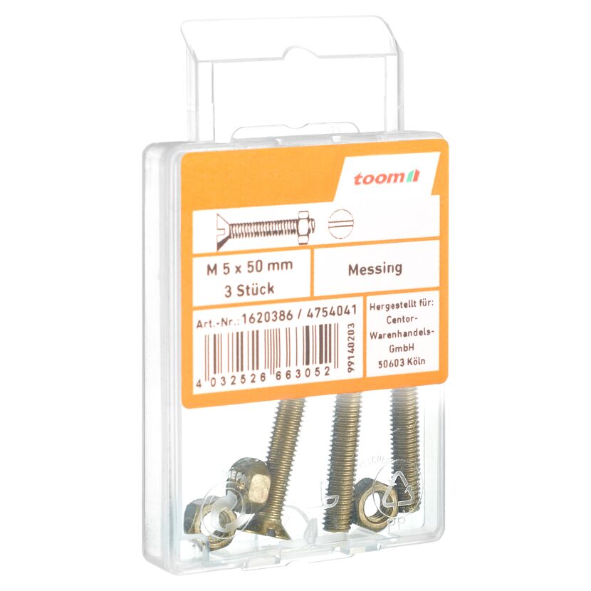 Senkschrauben M5 x 50 mm messing DIN 963 3 Stück