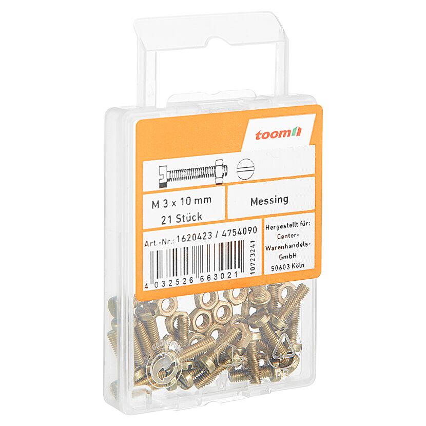 Zylinderschrauben M3 x 10 mm messing DIN 84 21 Stück