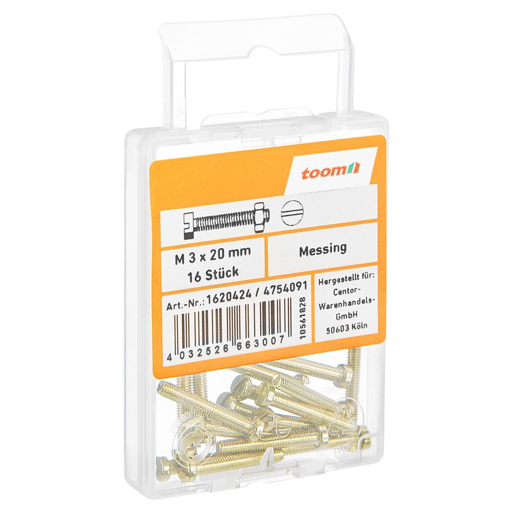 Zylinderschrauben M3 x 20 mm messing DIN 84 16 Stück