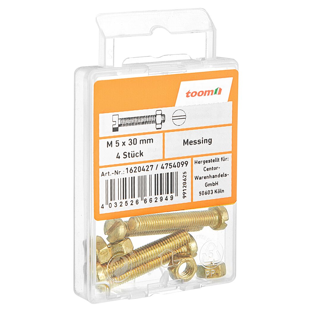 Zylinderschraube M5 x 30 mm messing DIN 84 4 Stück