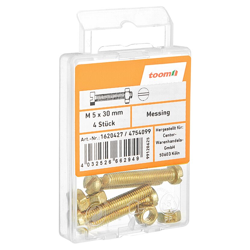 Zylinderschraube M5 x 30 mm messing DIN 84 4 Stück