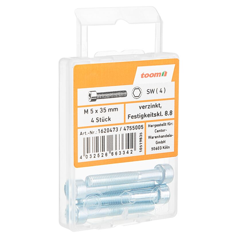 Zylinderschrauben M5 x 35 mm verzinkt, 4 Stück