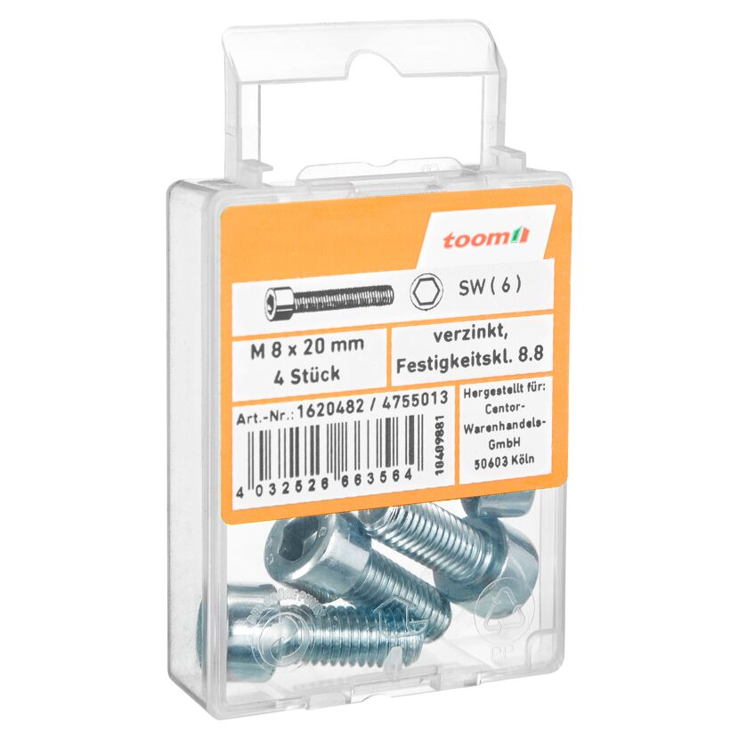 Zylinderschrauben M8 x 20 mm verzinkt, 4 Stück