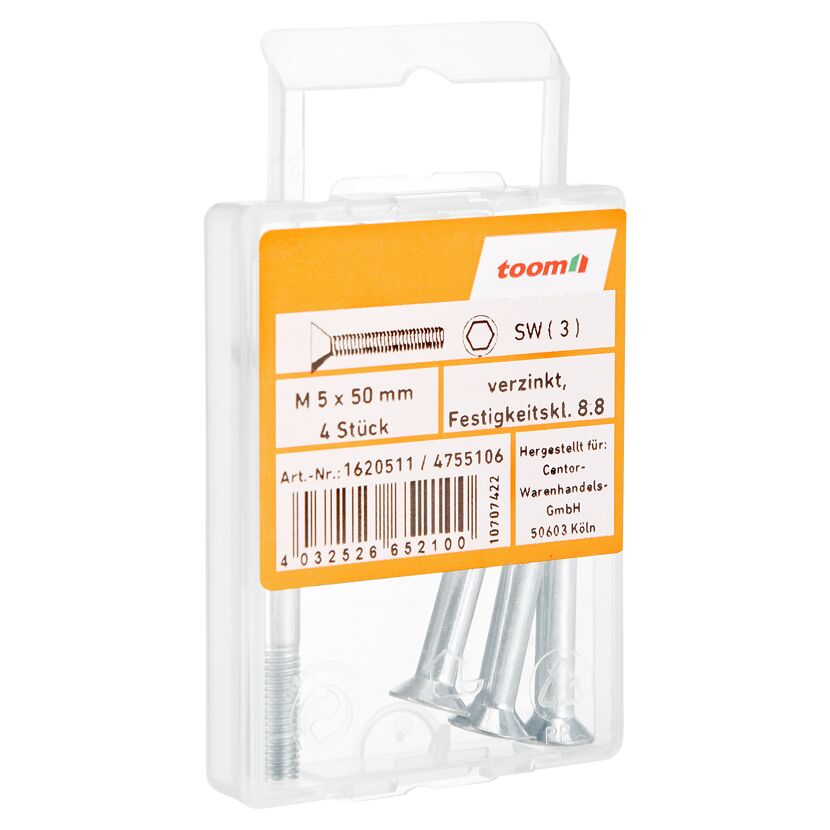 Senkschrauben M5 x 50 mm DIN 7991 4 Stück