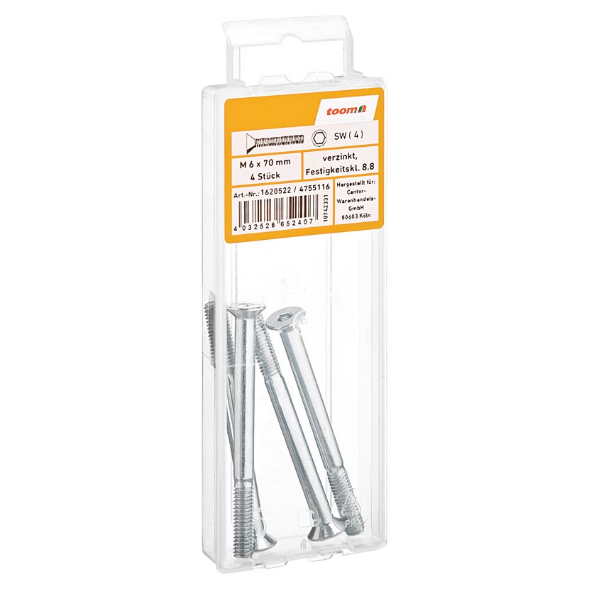 Senkschrauben M6 x 70 mm verzinkt DIN 7991 4 Stück