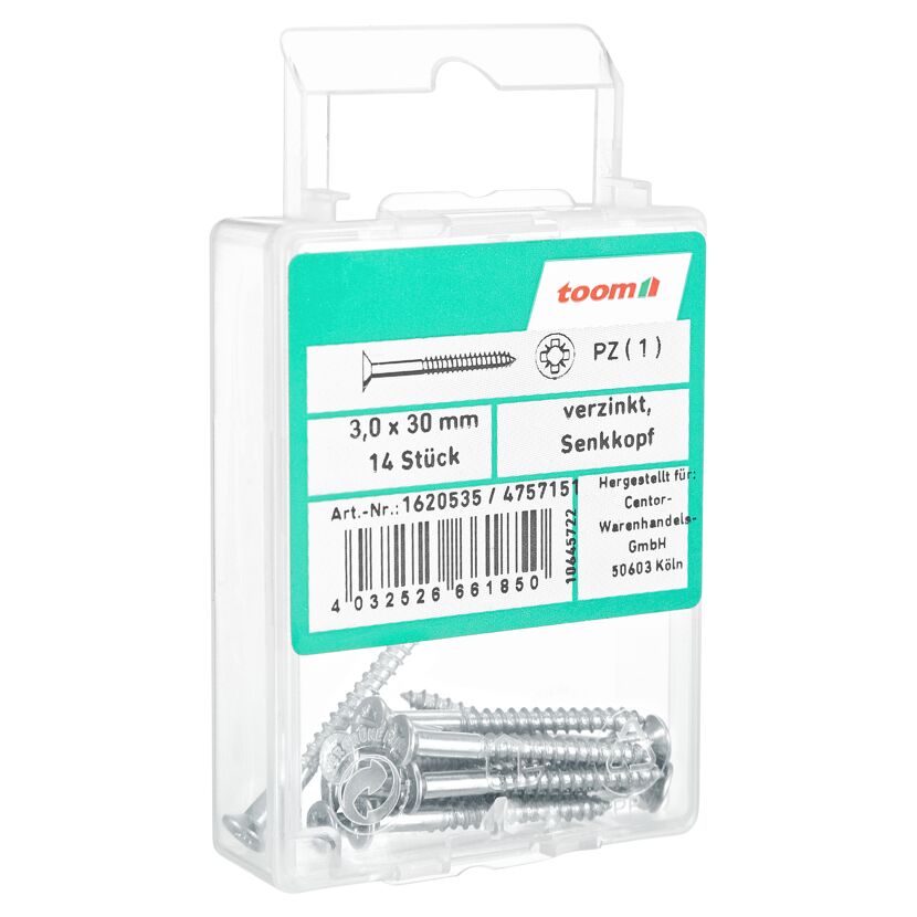 Dübelschrauben Ø 3 x 30 mm DIN 7997 14 Stück