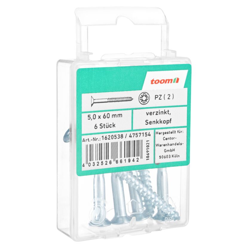 Dübelschrauben Ø 5,0 x 60 mm DIN 7997 6 Stück