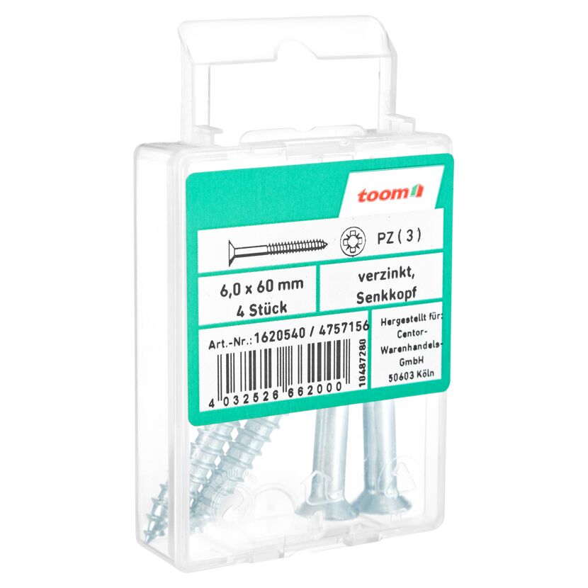 Dübelschrauben Ø 6,0 x 60 mm DIN 7997 4 Stück