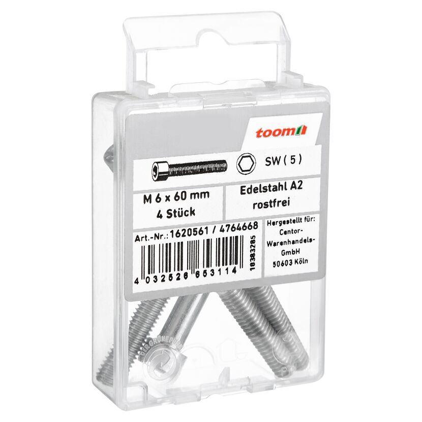 Zylinderschrauben M6 x 60 mm A2-70 DIN 912 4 Stück
