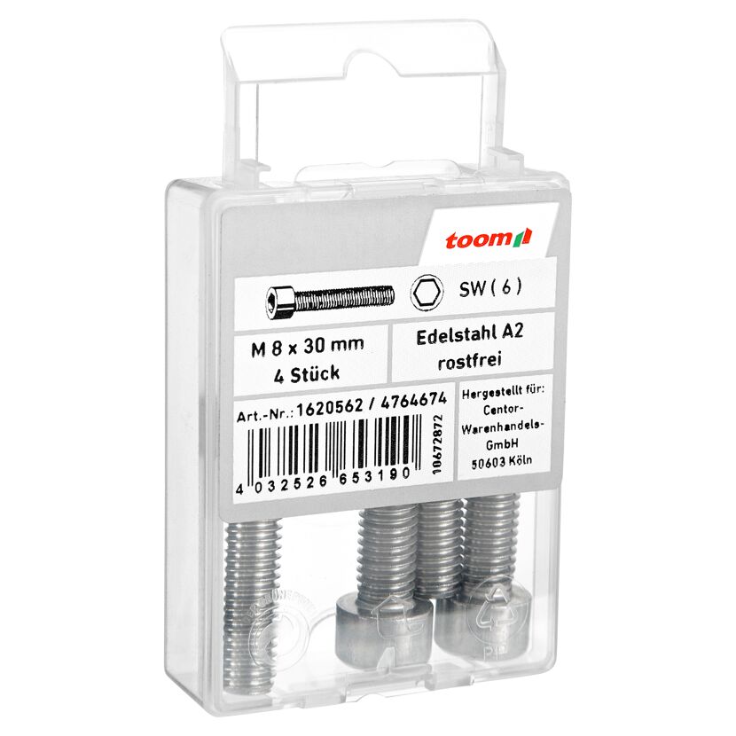 Zylinderschrauben M8 x 30 mm A2-70 DIN 912 4 Stück
