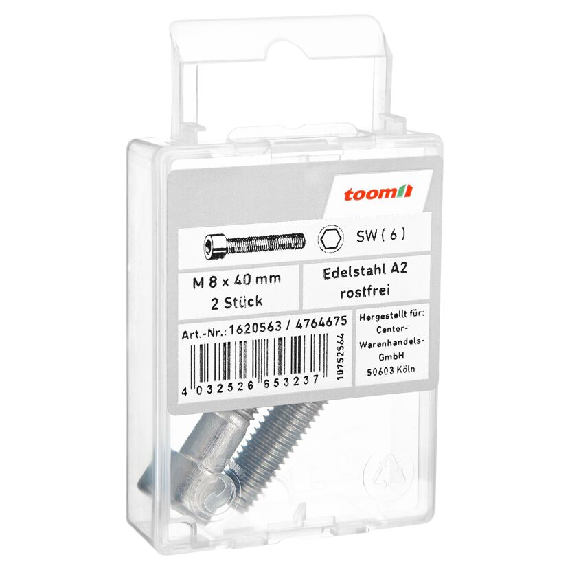 Zylinderschrauben M8 x 40 mm A2-70 DIN 912 2 Stück