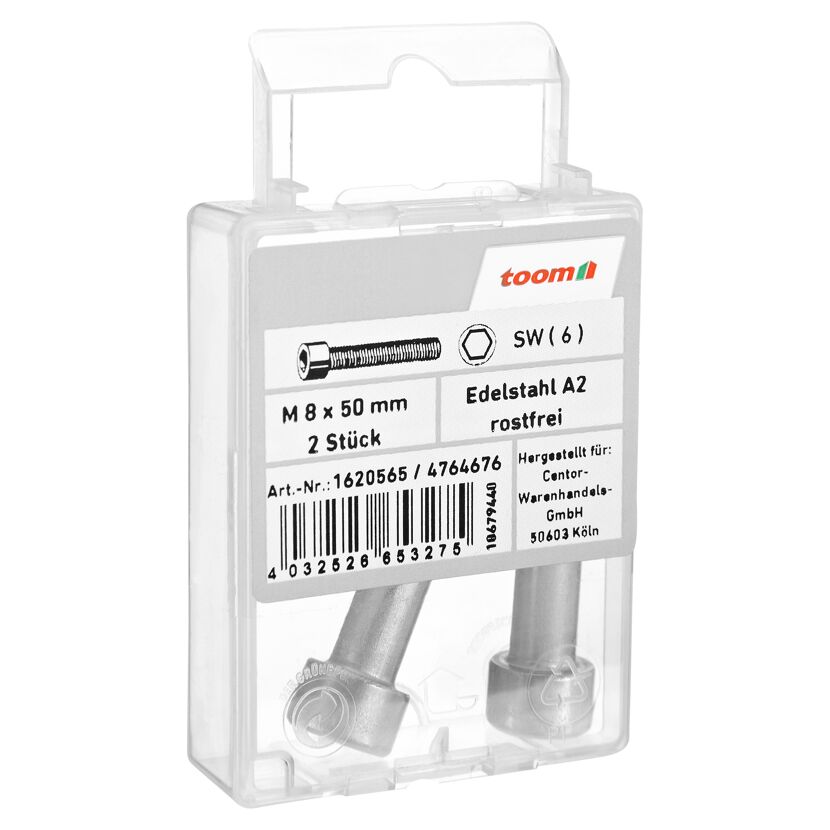 Zylinderschrauben M8 x 50 mm A2-70 DIN 912 2 Stück