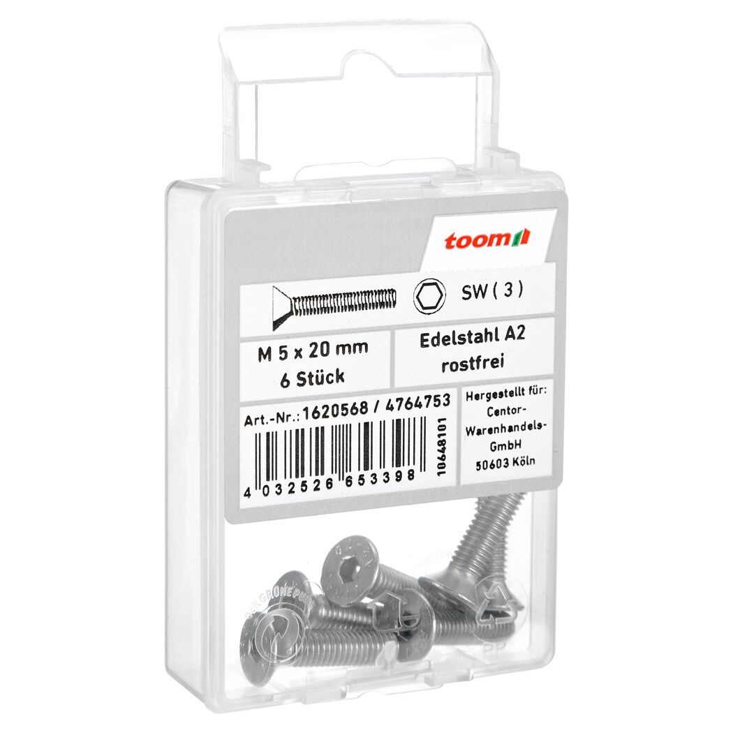 Senkschrauben M5 x 20 mm A2-70 DIN 7991 6 Stück