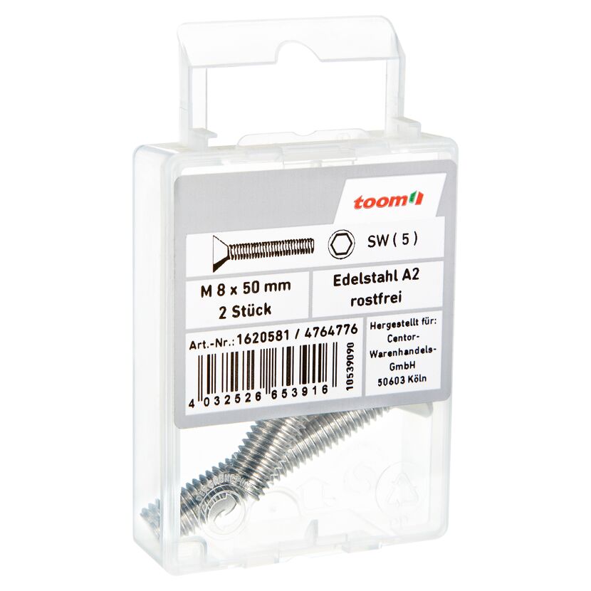 Senkschrauben M8 x 50 mm A2-72 DIN 7991 2 Stück