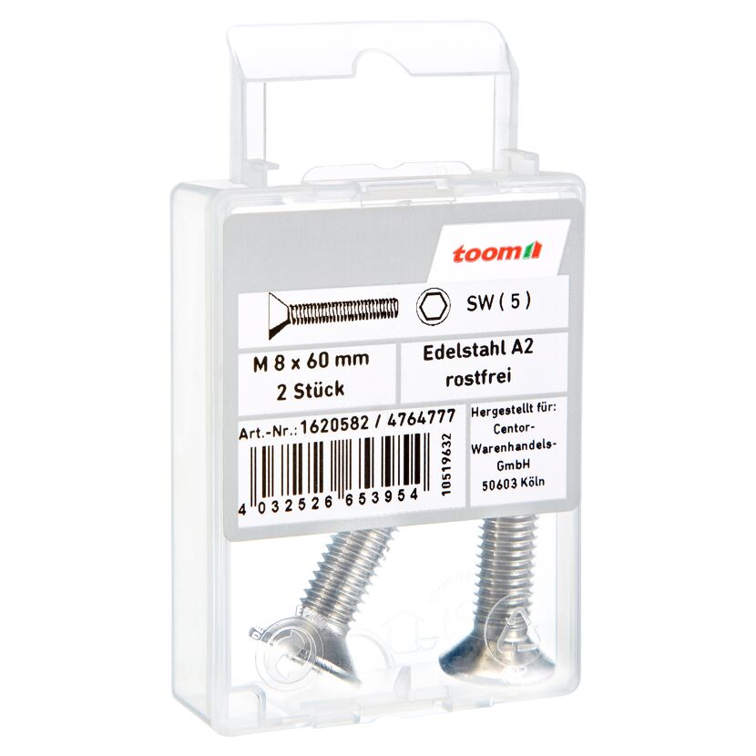 Senkschrauben M8 x 60 mm A2-72 DIN 7991 2 Stück