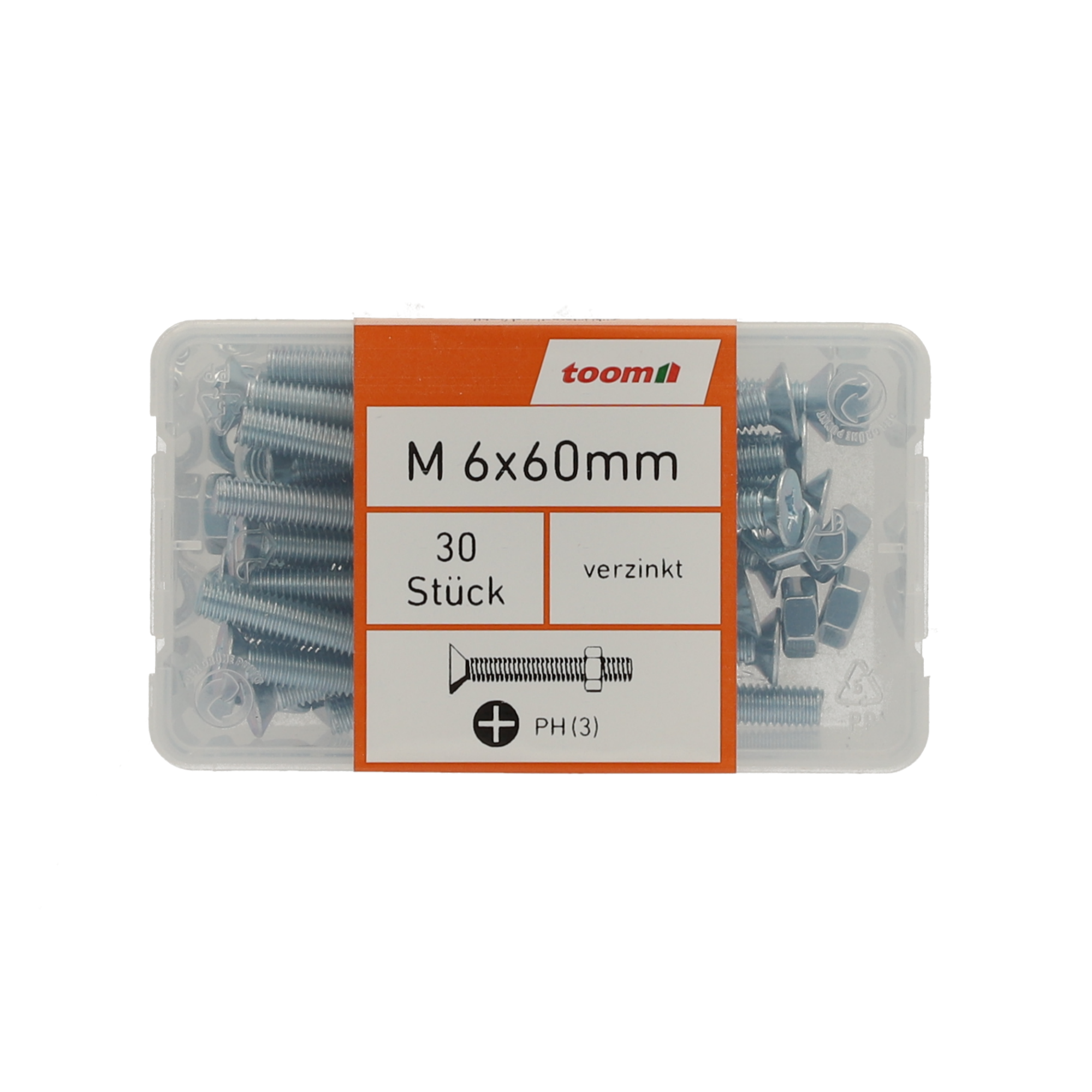 Senkkopfschrauben M6 x 60 mm verzinkt DIN 963 30 Stück