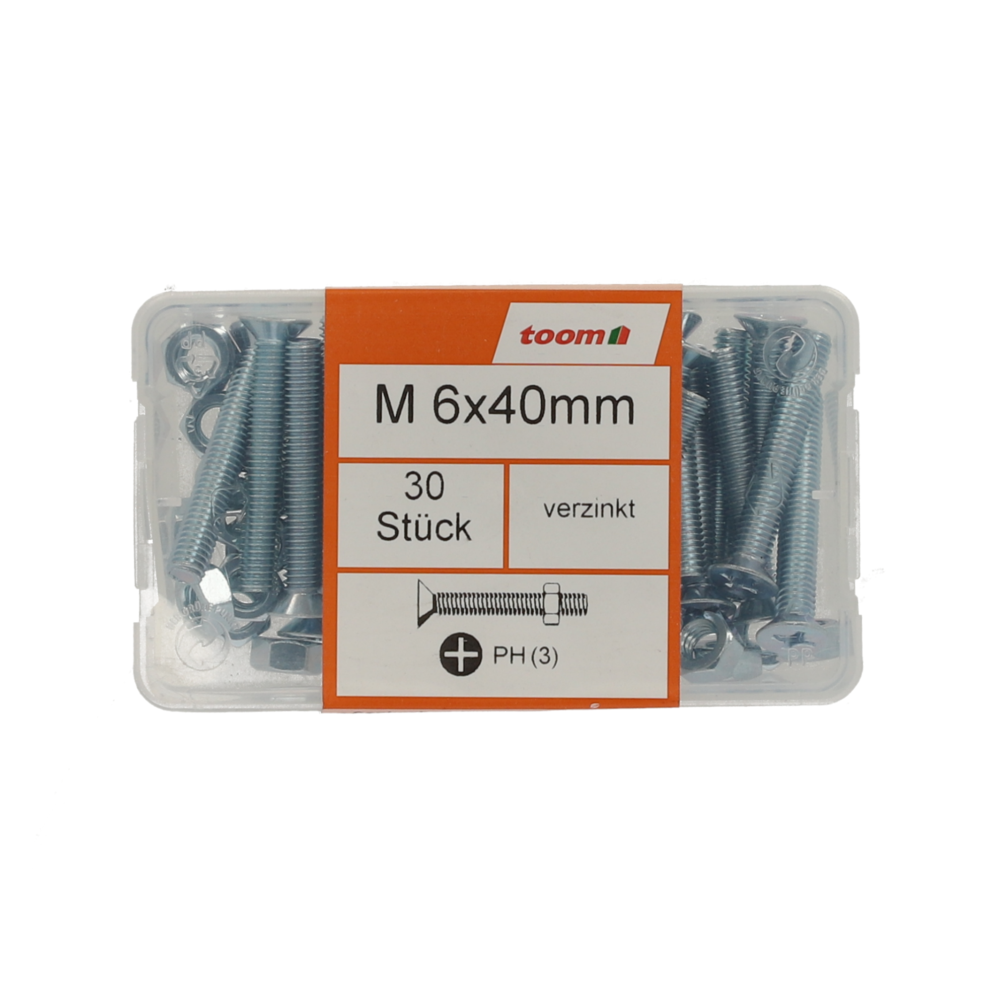 Senkkopfschrauben M6 x 40 mm verzinkt DIN 963 30 Stück