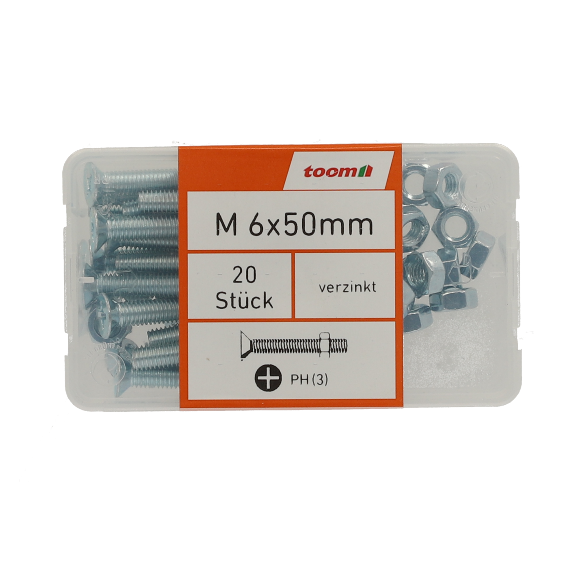 Senkkopfschrauben M6 x 50 mm verzinkt DIN 963 20 Stück