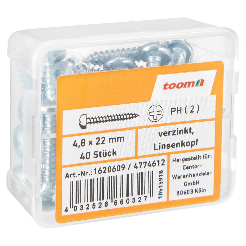 Blechschrauben Ø 4,8 x 22 mm verzinkt DIN 7981 40 Stück