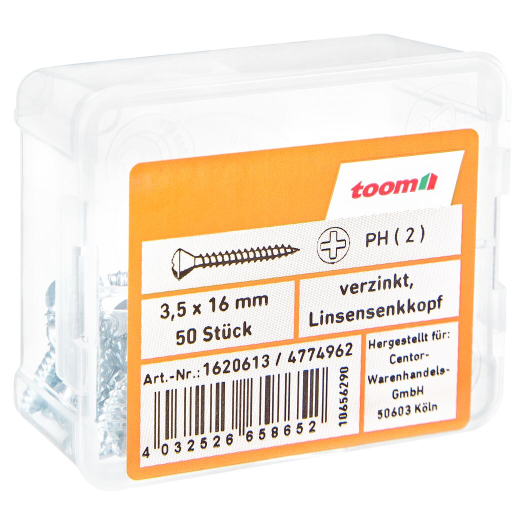 Blechschrauben Ø 3,5 x 16 mm verzinkt DIN 7983 50 Stück