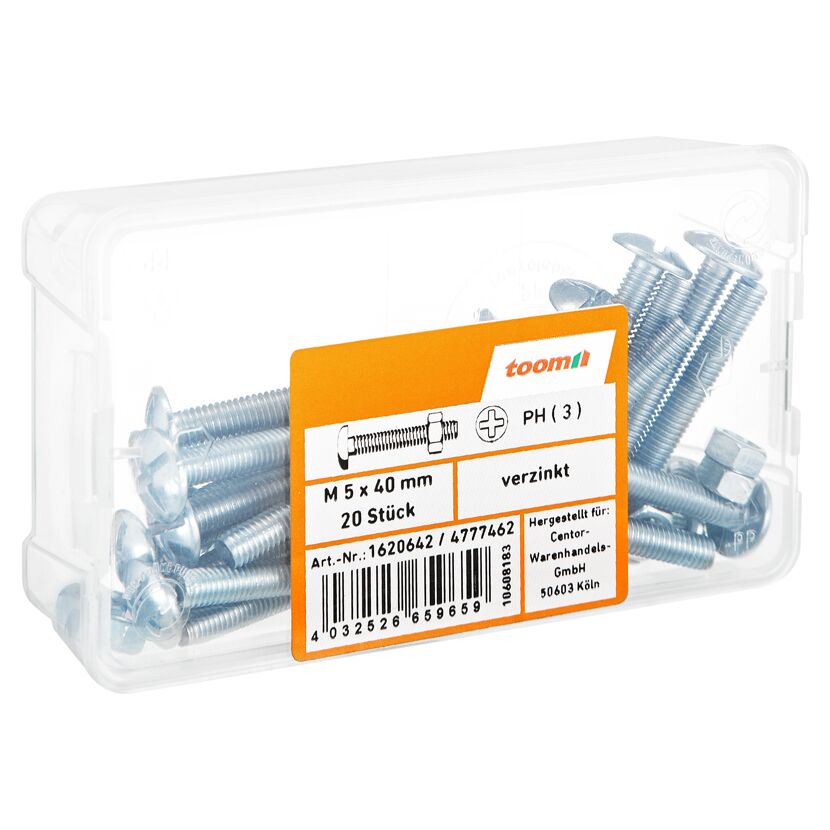 Flachrundschrauben M5 x 40 mm K-Schlitz 20 Stück