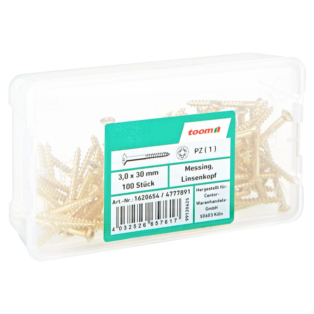 Holzschrauben Ø 3,0 x 30 mm messing DIN 7995 100 Stück