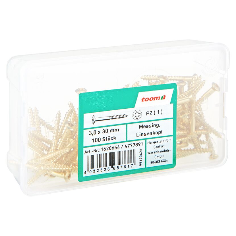 Holzschrauben Ø 3,0 x 30 mm messing DIN 7995 100 Stück