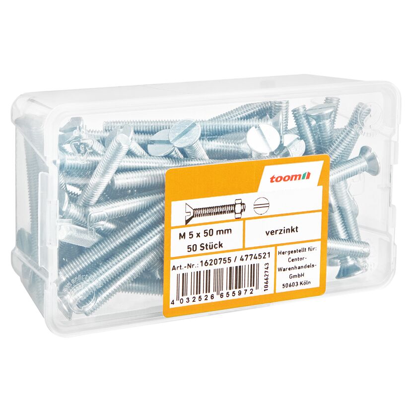 Senkschrauben M5 x 50 mm verzinkt DIN 963 50 Stück