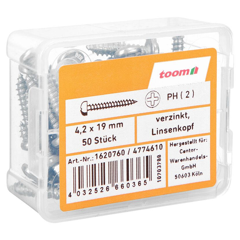 Blechschrauben Ø 4,2 x 19 mm verzinkt DIN 7981 50 Stück