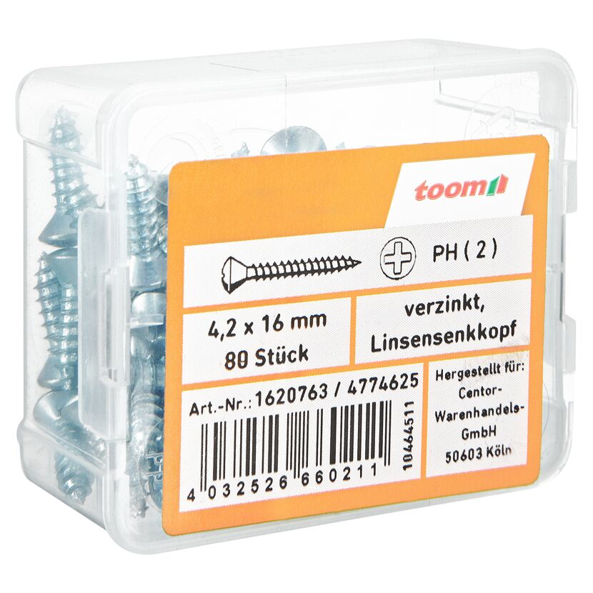 Blechschrauben Ø 4,2 x 16 mm verzinkt DIN 7983 80 Stück
