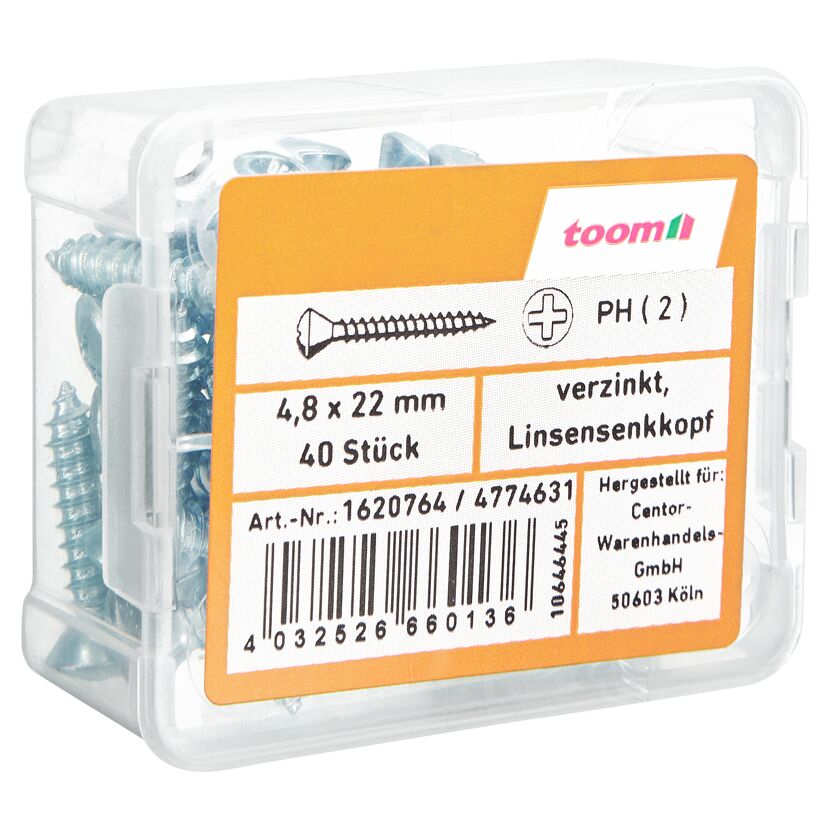 Blechschrauben Ø 4,8 x 22 mm verzinkt DIN 7983 40 Stück