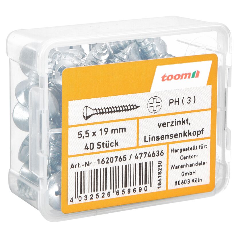 Blechschrauben Ø 5,5 x 19 mm verzinkt DIN 7983 40 Stück