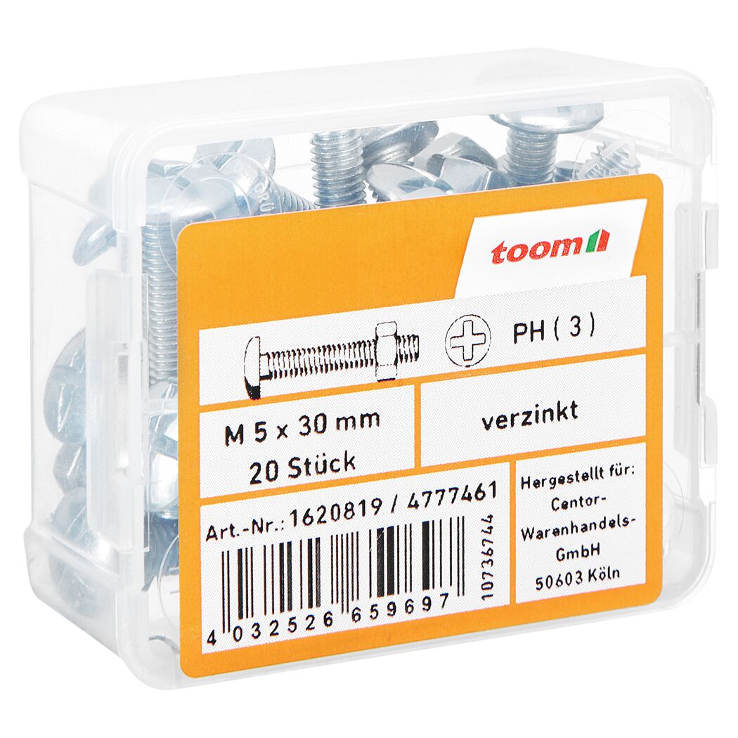 Flachrundschrauben M5 x 30 mm K-Schlitz 20 Stück