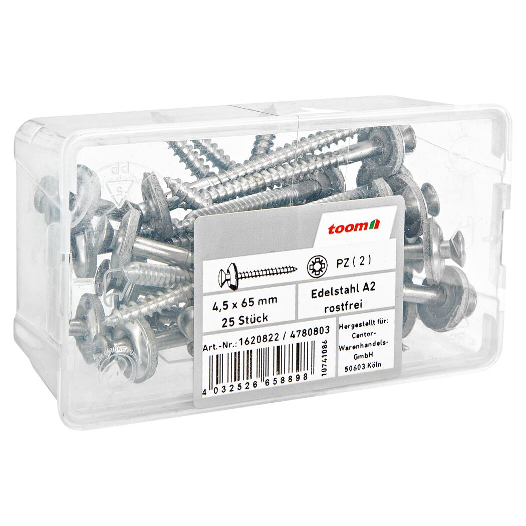 Spenglerschrauben Ø 4,5x 65 mm A2 DIN 7995 25 Stück