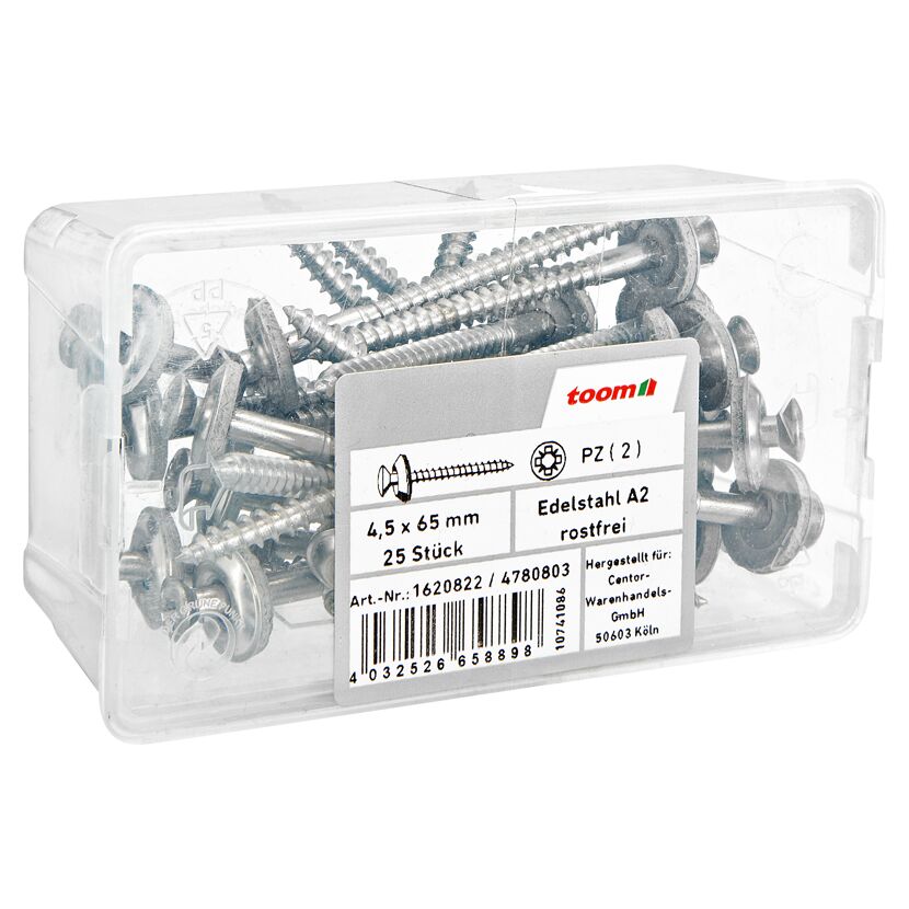 Spenglerschrauben Ø 4,5x 65 mm A2 DIN 7995 25 Stück
