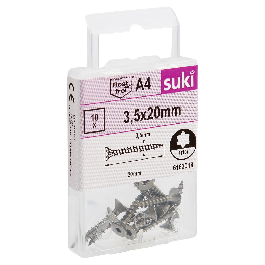 Suki Senkkopfschrauben 3,5 x 20 mm, 10 Stück