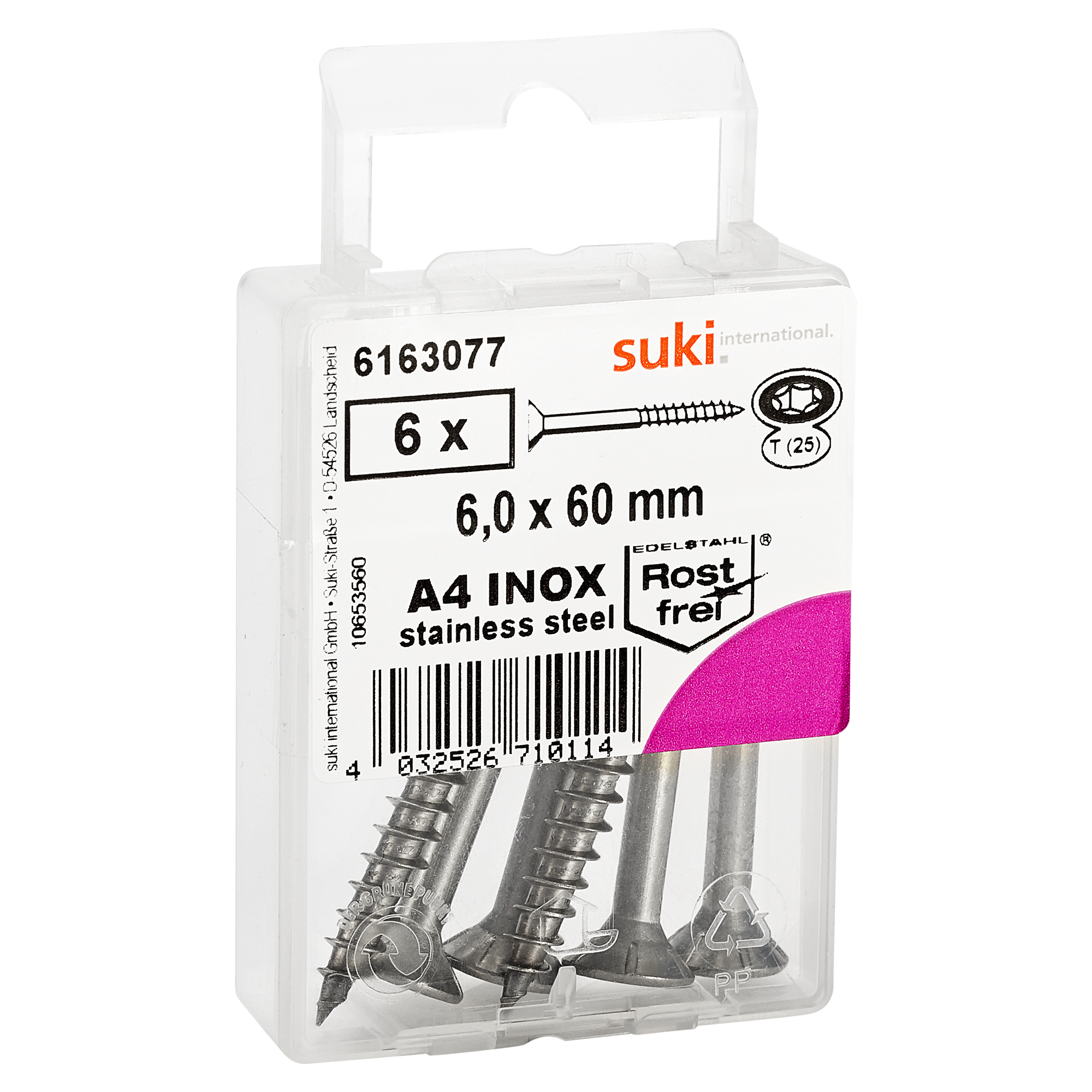 Senkkopfschrauben T25 Ø 6 x 60 mm 6 Stück