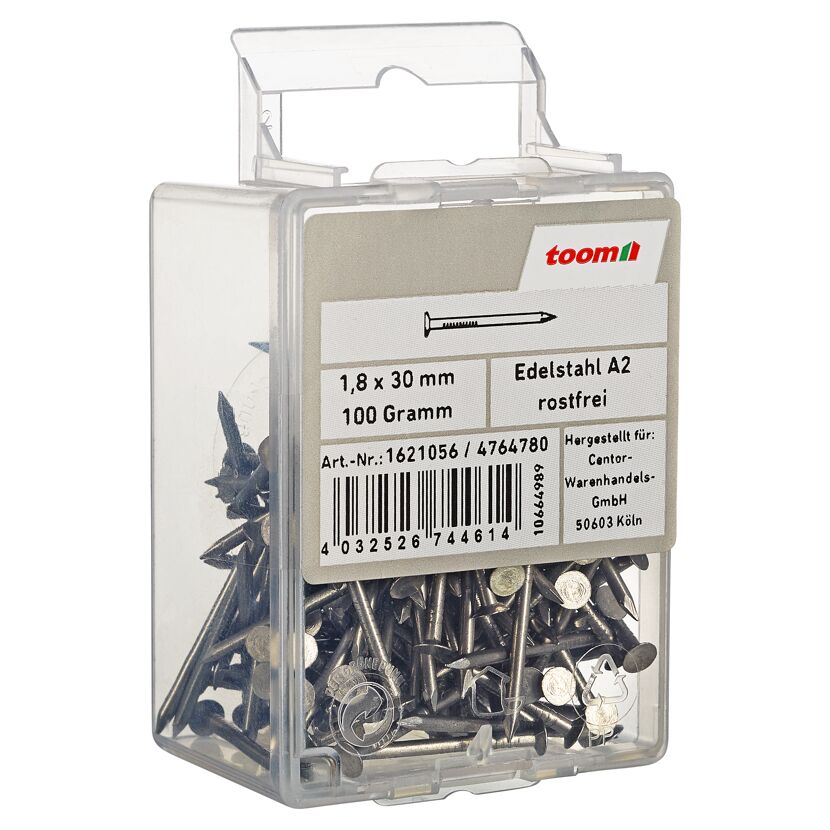 Drahtstifte, Senkkopf, Edelstahl A2, 1,8 x 30 mm, 100 g