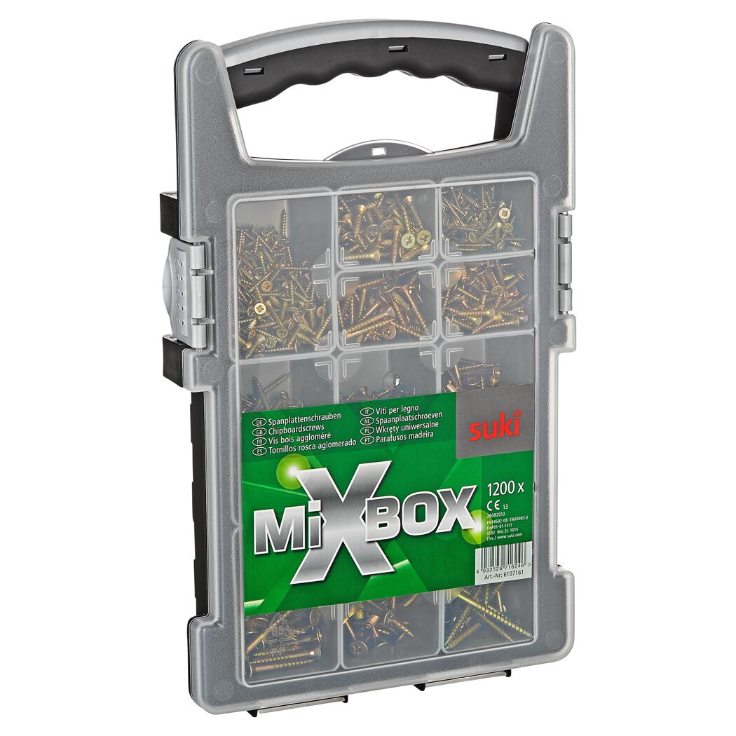 Mixbox Spanplattenschrauben Stahl verzinkt 3,0 - 5,0 x 16 - 60 mm 1.200 Stück