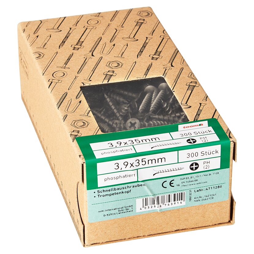 Schnellbauschrauben PH2 Kreuzschlitz 3,9 x 35 mm 300 Stück