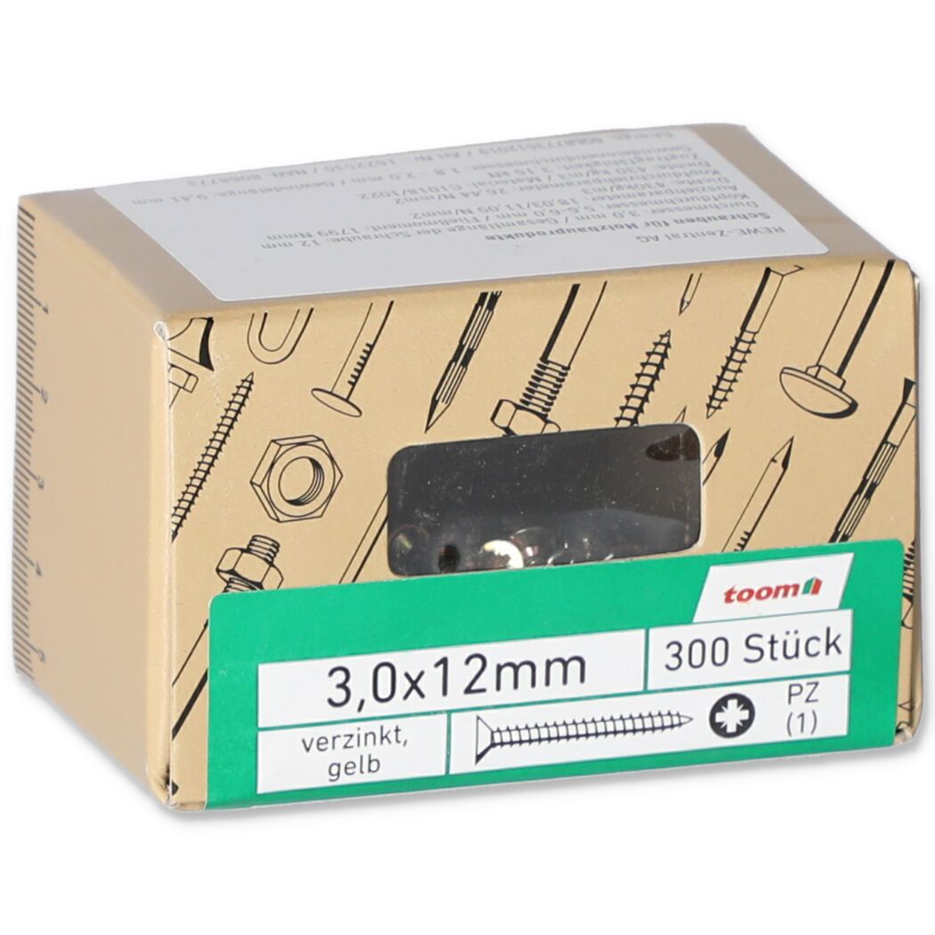 Senkkopfschraube PZ1 gelb verzinkt Ø 3 x 12 mm 300 Stück