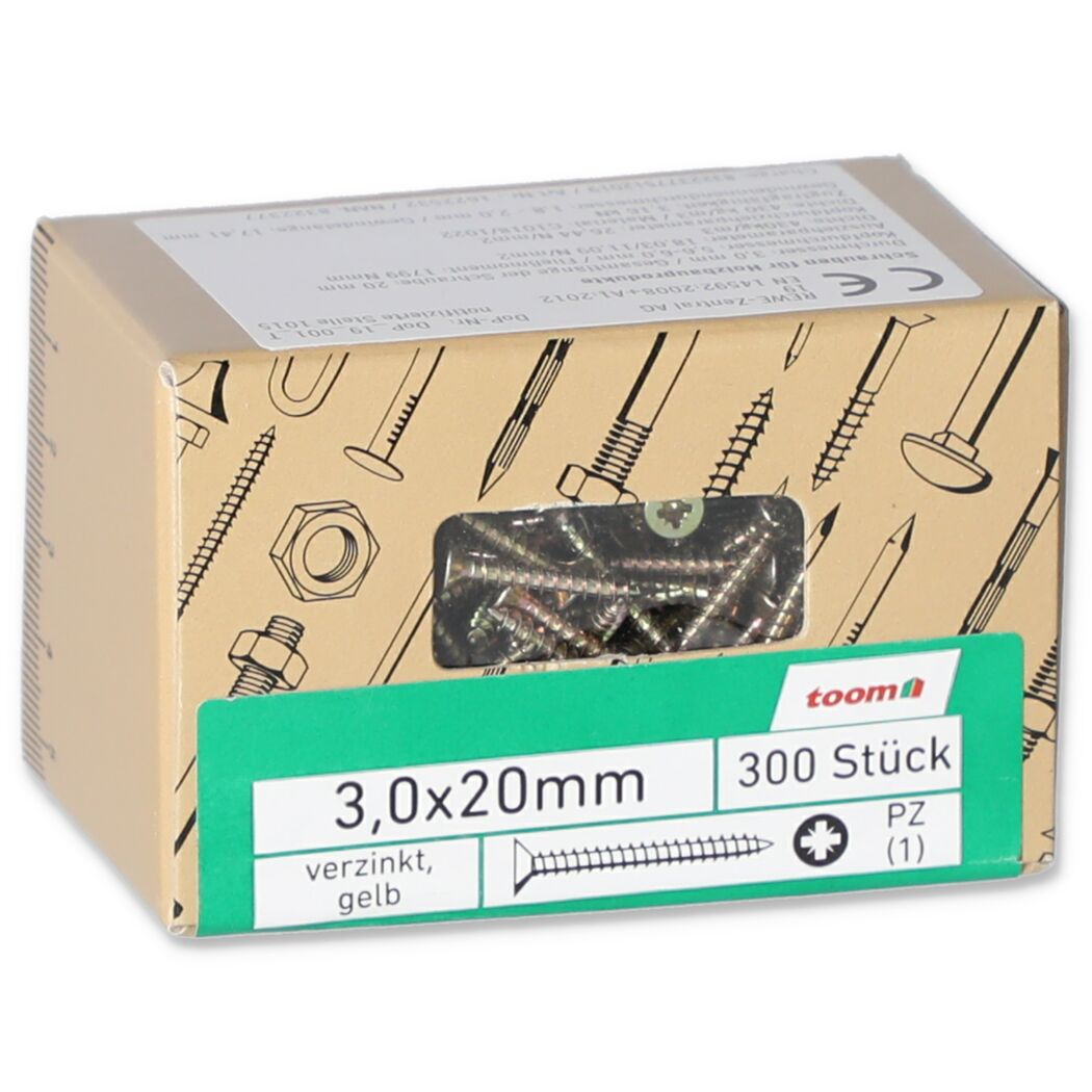 Senkkopfschraube PZ1 gelb verzinkt Ø 3 x 20 mm 300 Stück