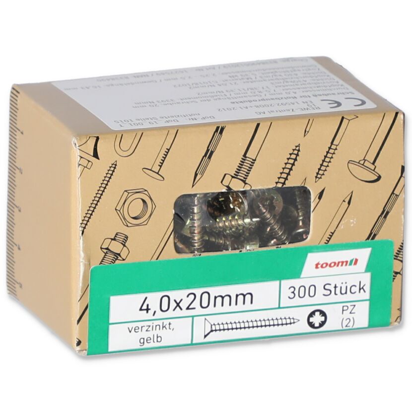 Senkkopfschraube PZ2 gelb verzinkt Ø 4 x 20 mm 300 Stück