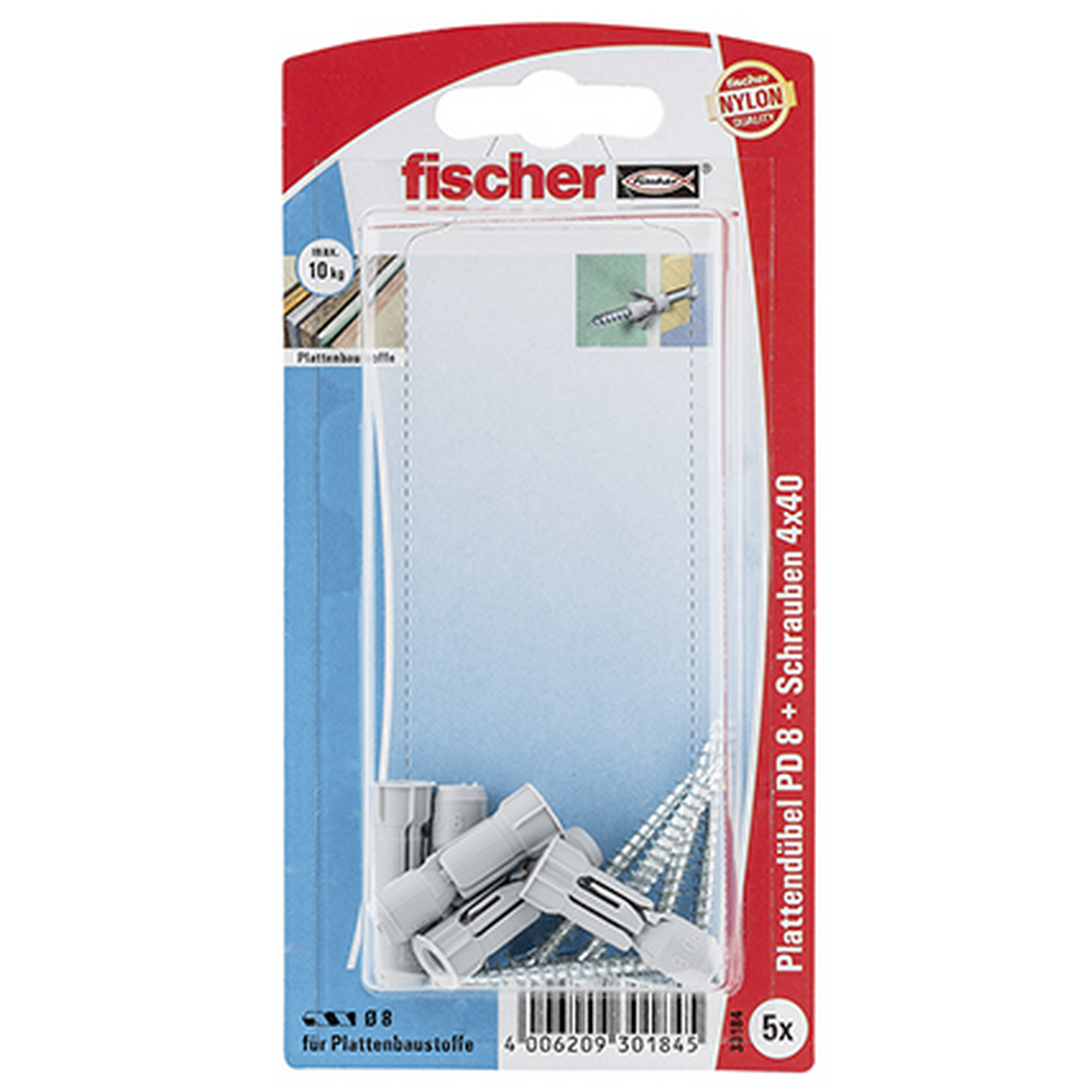 fischer Plattendübel PD 8 S mit Schraube 5 Stück + product picture