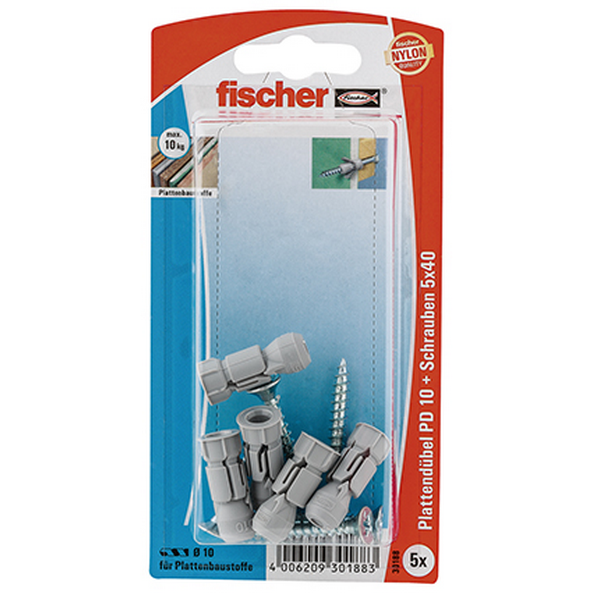 fischer Plattendübel PD 10 S mit Schraube 5 Stück + product picture