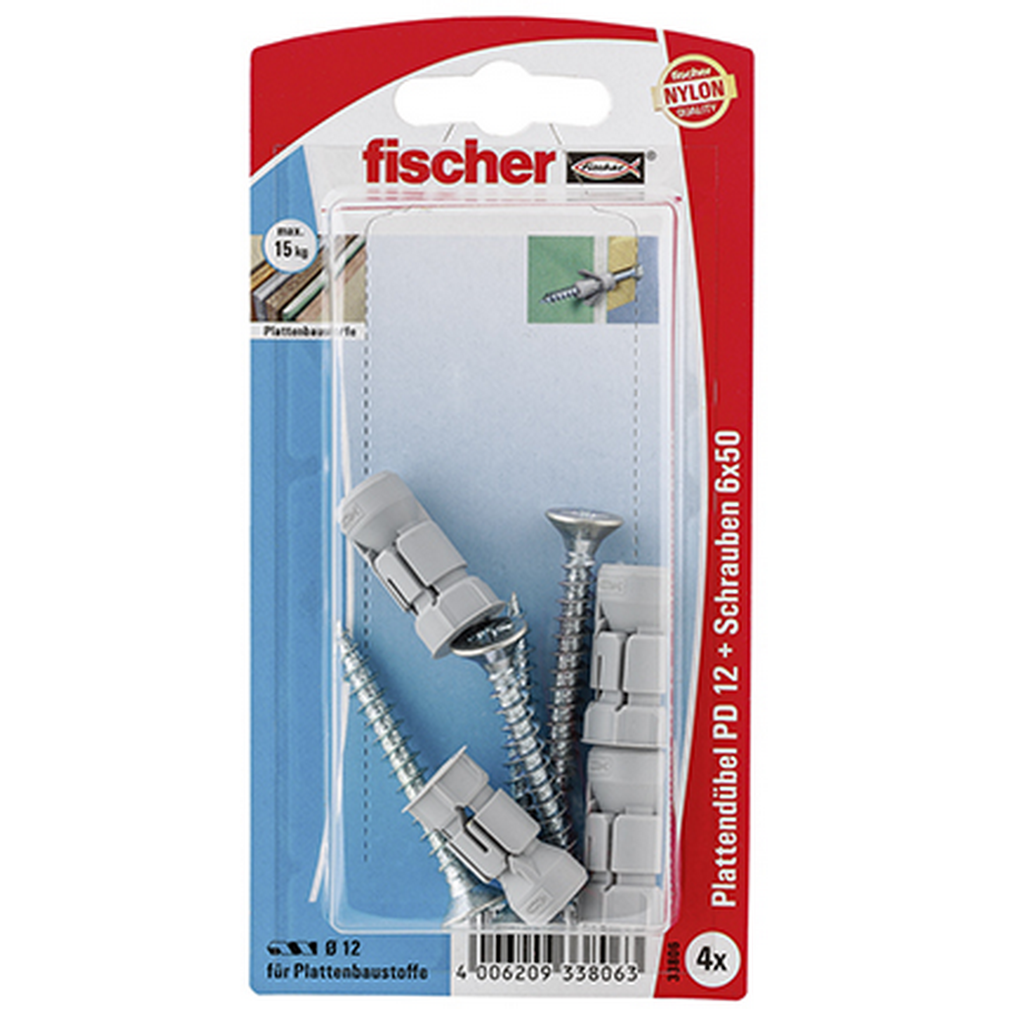 fischer Plattendübel PD 12 S mit Schraube 4 Stück + product picture