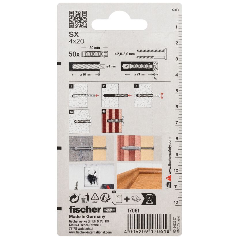 fischer Dübel SX 4 x 20 50 Stück