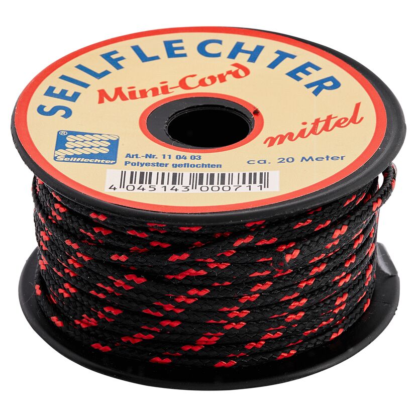 Minicord-Schnur Polyester schwarz-rot 3 mm x 20 m