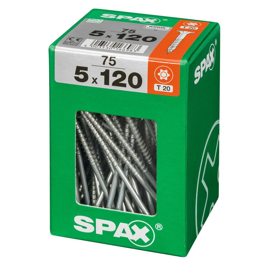 Universalschrauben T20 T-Star plus Edelstahl verzinkt 5,0 x 120 mm 75 Stück