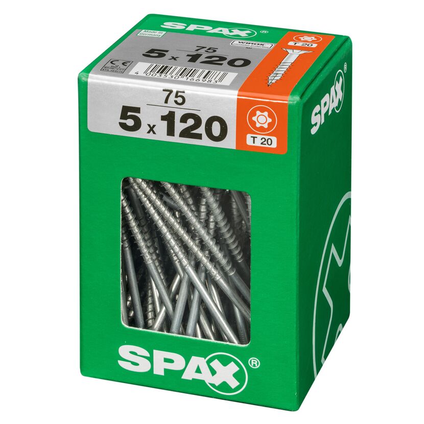 Universalschrauben T20 T-Star plus Edelstahl verzinkt 5,0 x 120 mm 75 Stück